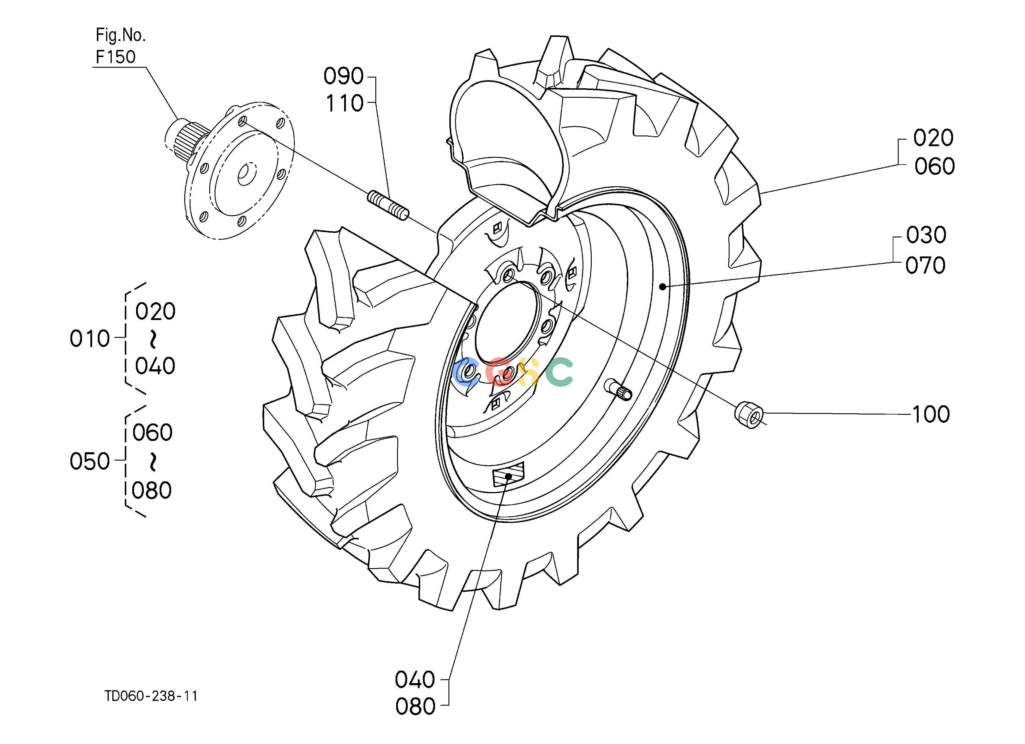 久保田零件查询P10108 FRONT WHEEL(9.5-16) [NEW TYPE] FRONT/REAR TIREEPC Kubota online
