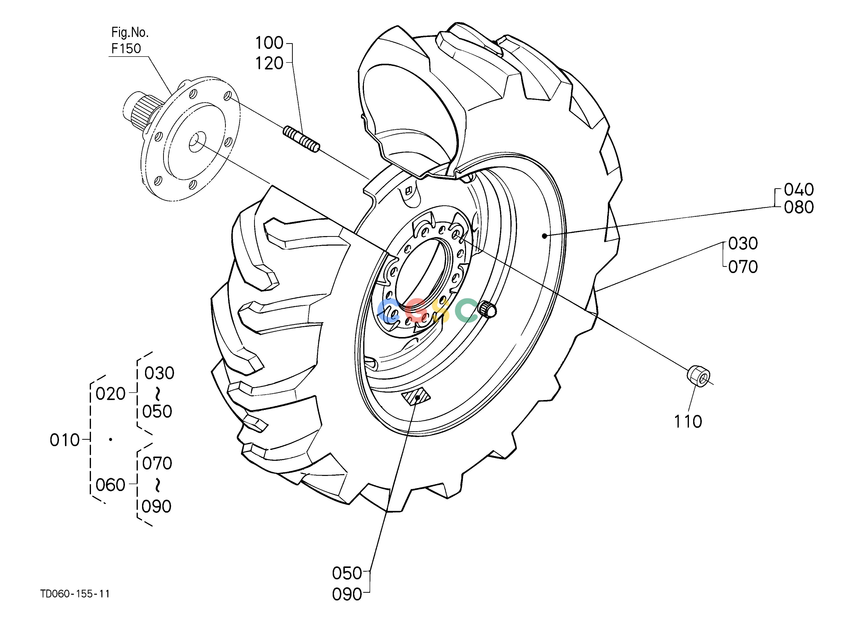 久保田零件查询P10109 FRONT WHEEL(10-16.5) FRONT/REAR TIREEPC Kubota online