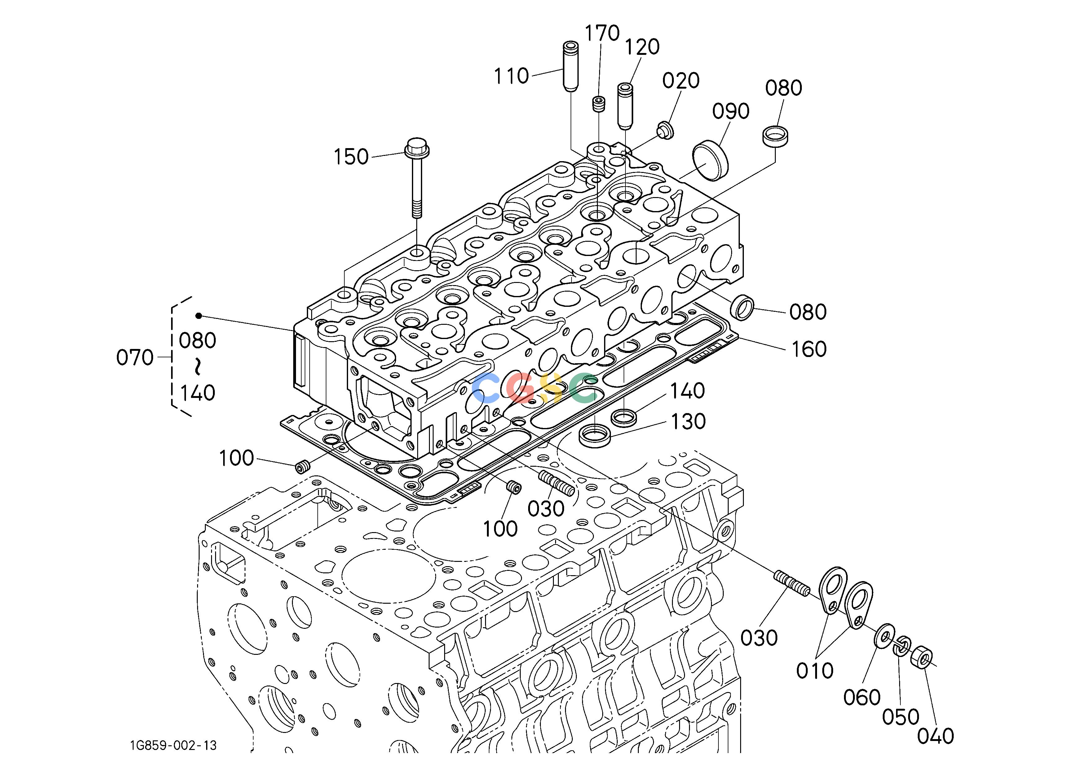 久保田零件查询000301 CYLINDER HEAD [V2403-M-TE2-HST1/HST2] ## S.No.;<=7Y2975 ENGINEEPC Kubota online