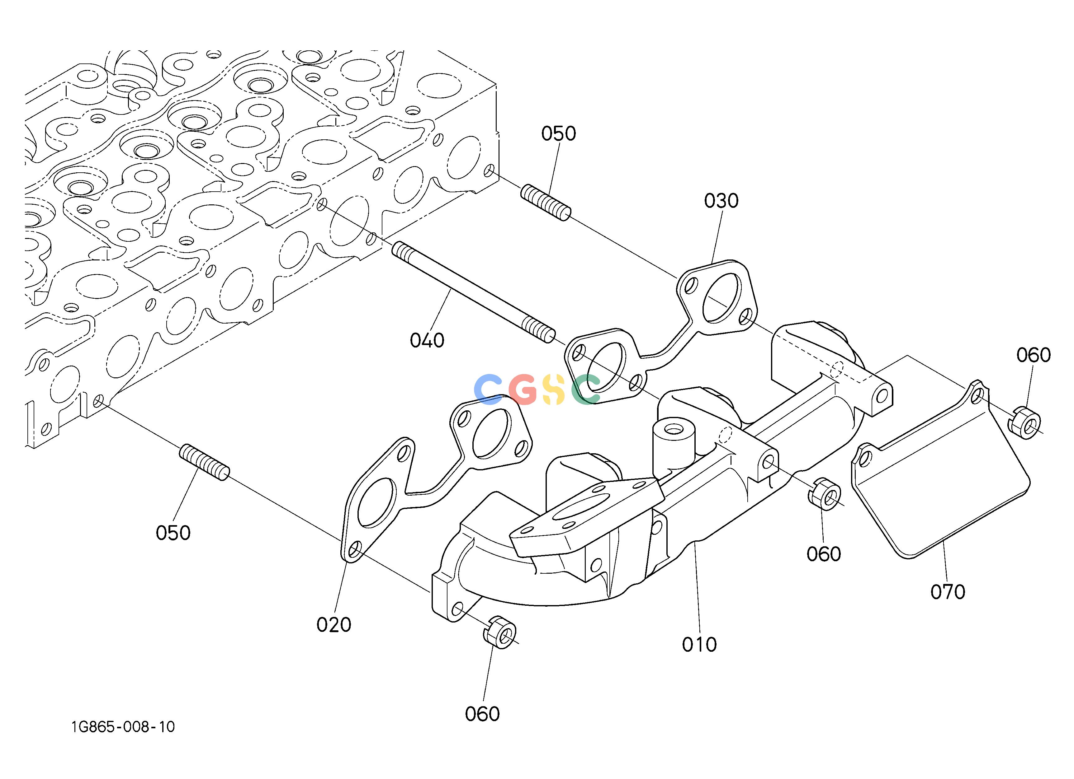 久保田零件查询060201 EXHAUST MANIFOLD [V2403-M-TE2-HST1/HST2] ## S.No.;<=7Y2975 ENGINEEPC Kubota online