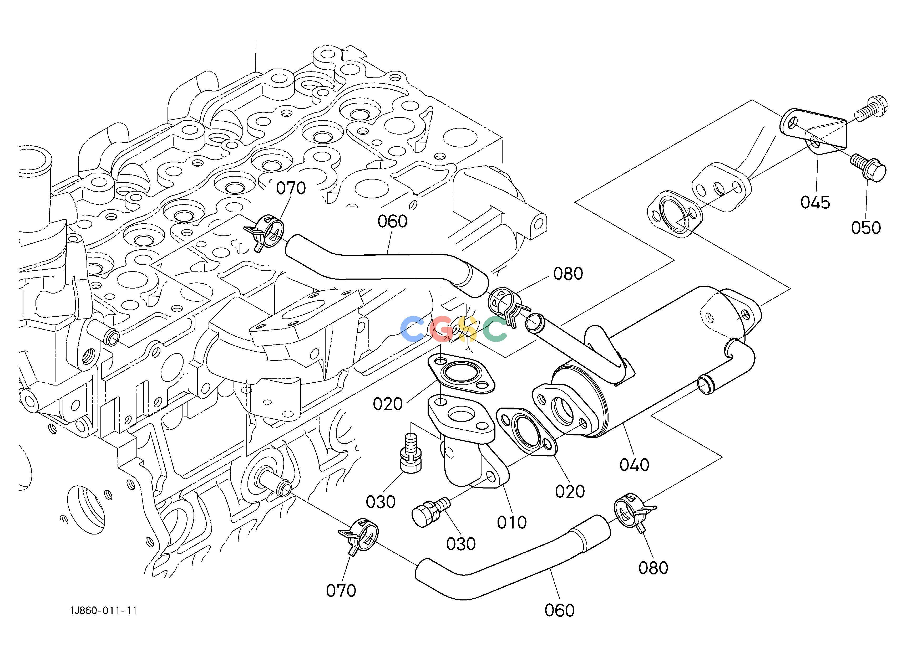 久保田零件查询062500 EGR COOLER [V2403-M-TE3-HST1/HST2] ## S.No.;>=8A0001 ENGINEEPC Kubota online