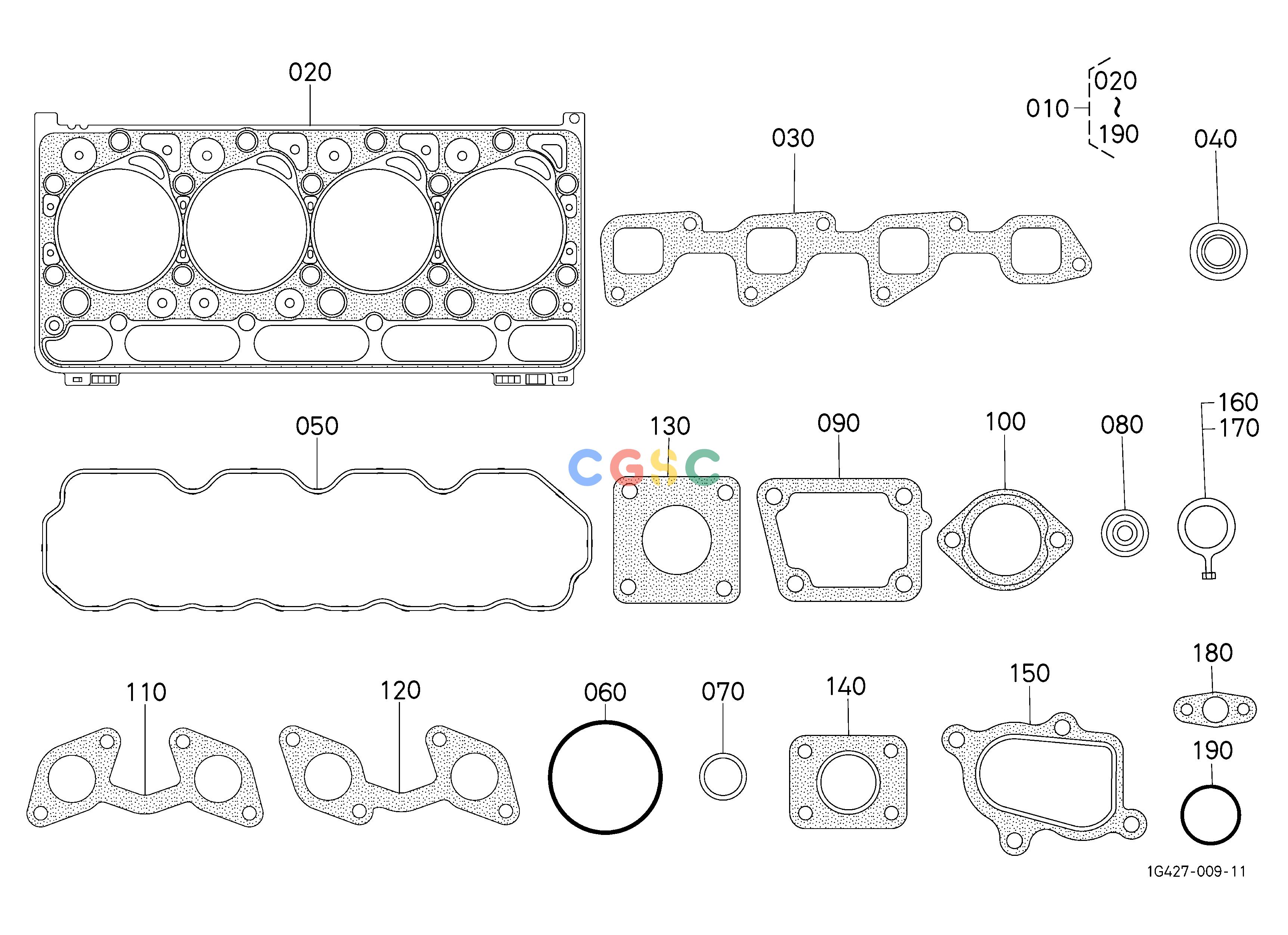 久保田零件查询090101 UPPER GASKET KIT [V2403-M-TE2-HST1/HST2] ## S.No.;<=7Y2975 ENGINEEPC Kubota online