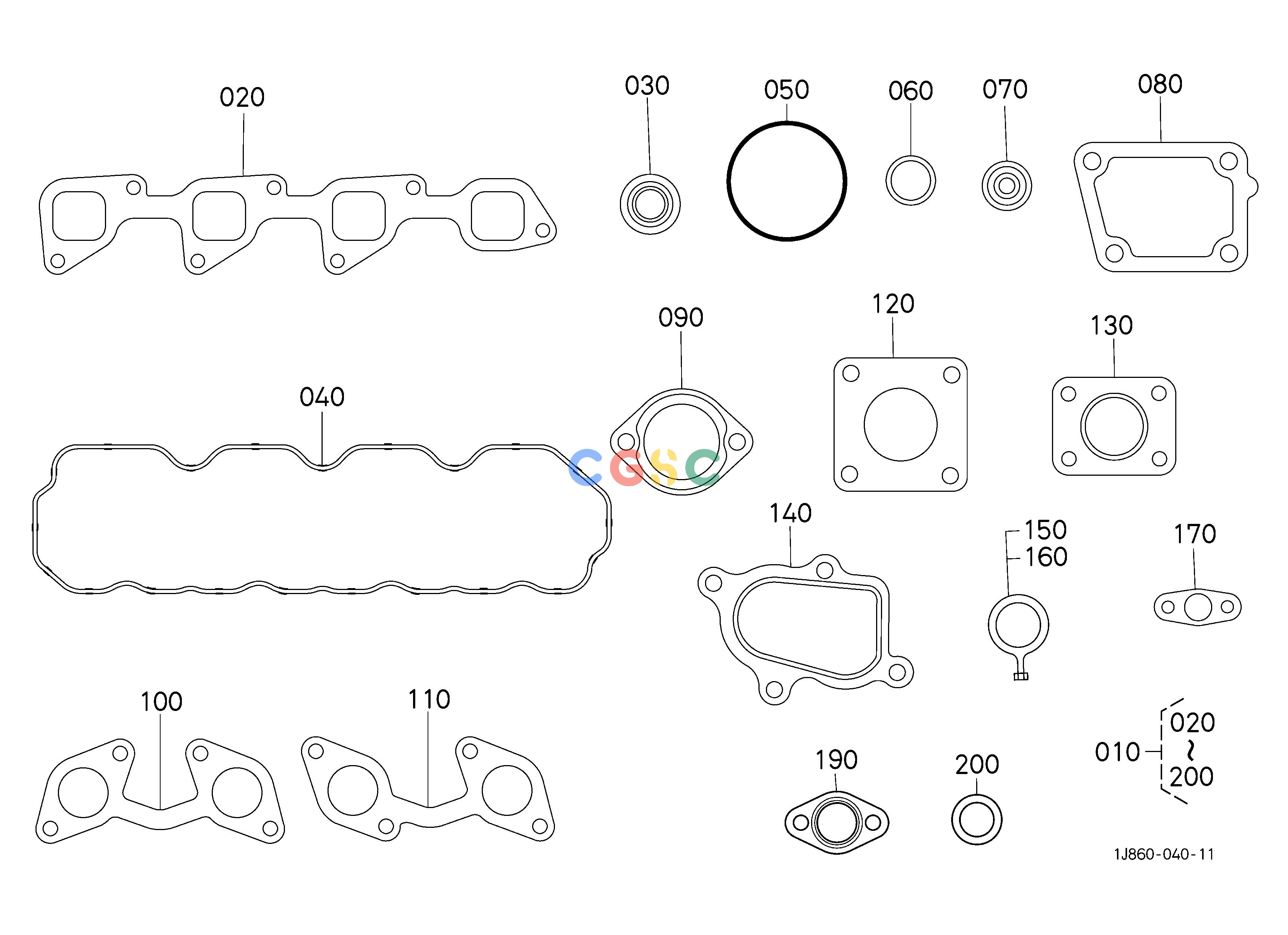 久保田零件查询090102 UPPER GASKET KIT [V2403-M-TE3-HST1/HST2] ## S.No.;>=8A0001 ENGINEEPC Kubota online