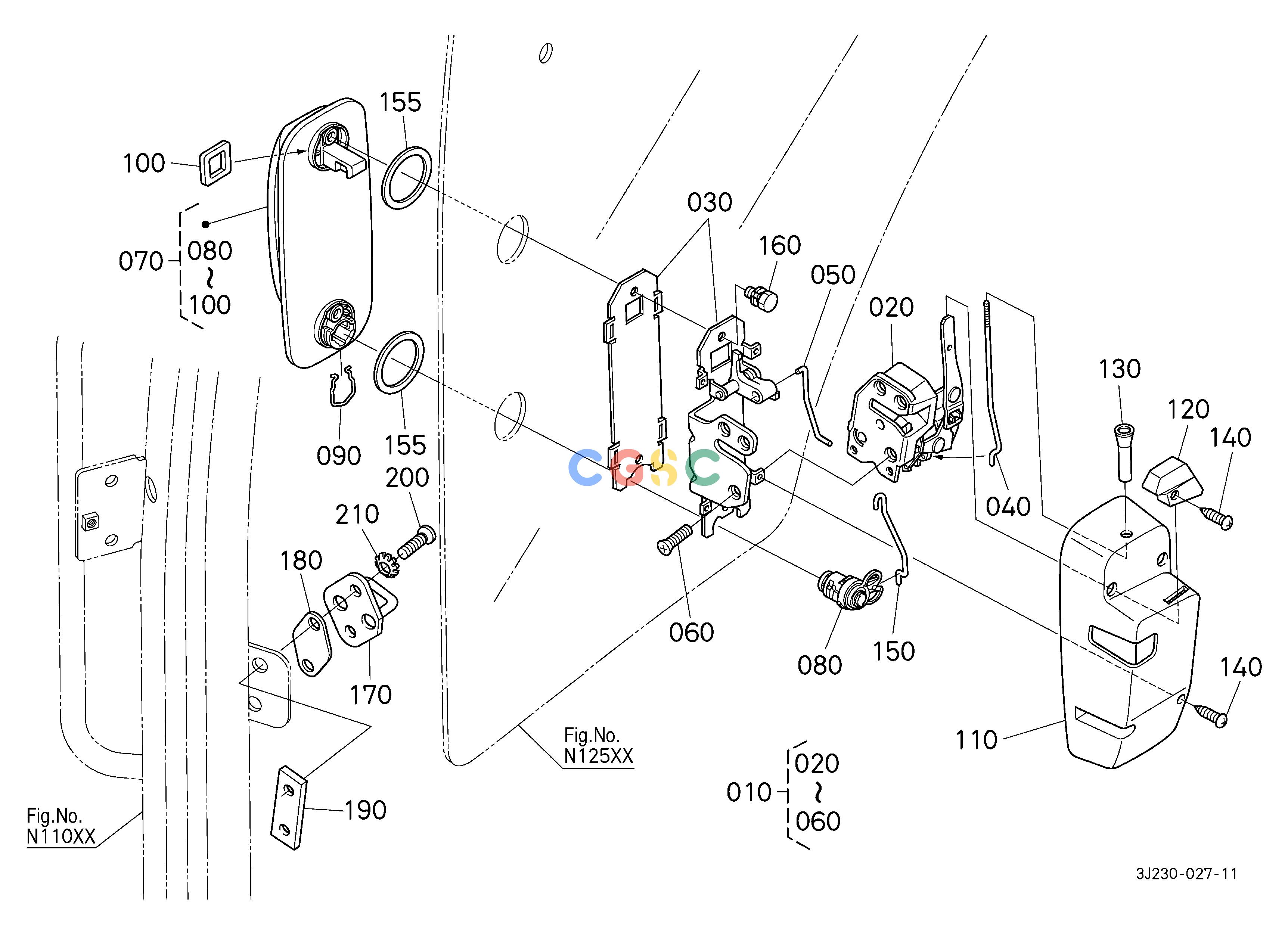 久保田零件查询N13500 DOOR LOCK RH CABEPC Kubota online