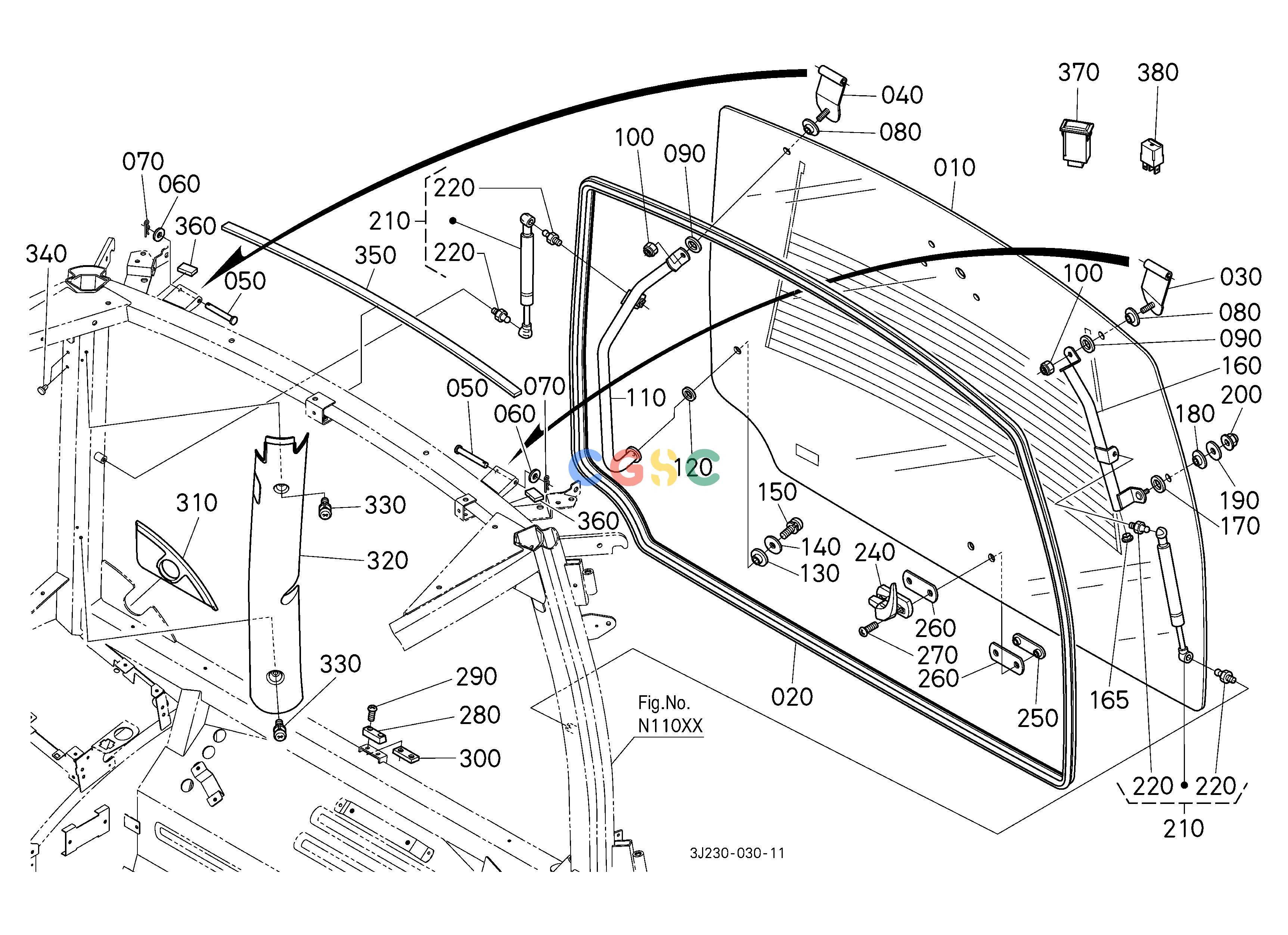 久保田零件查询N15001 HATCH BACK GLASS(REAR WINDOW ) [WITH DEFOGGER] CABEPC Kubota online