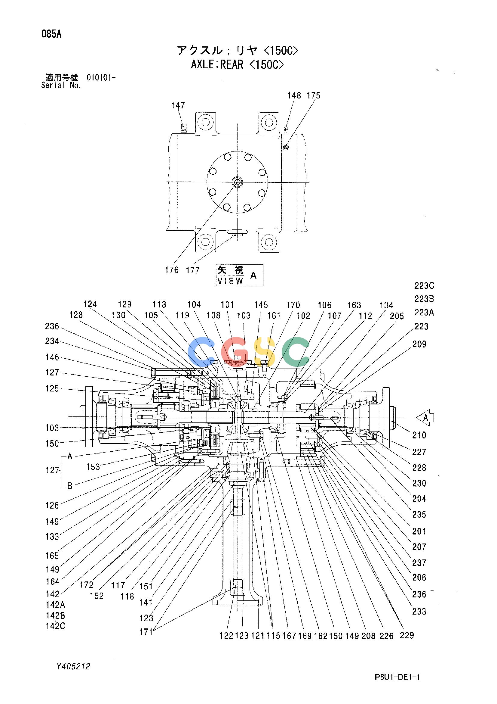 日立零件查询（CC150CW）AXLE;REAR <150C> Hitachi HOP online