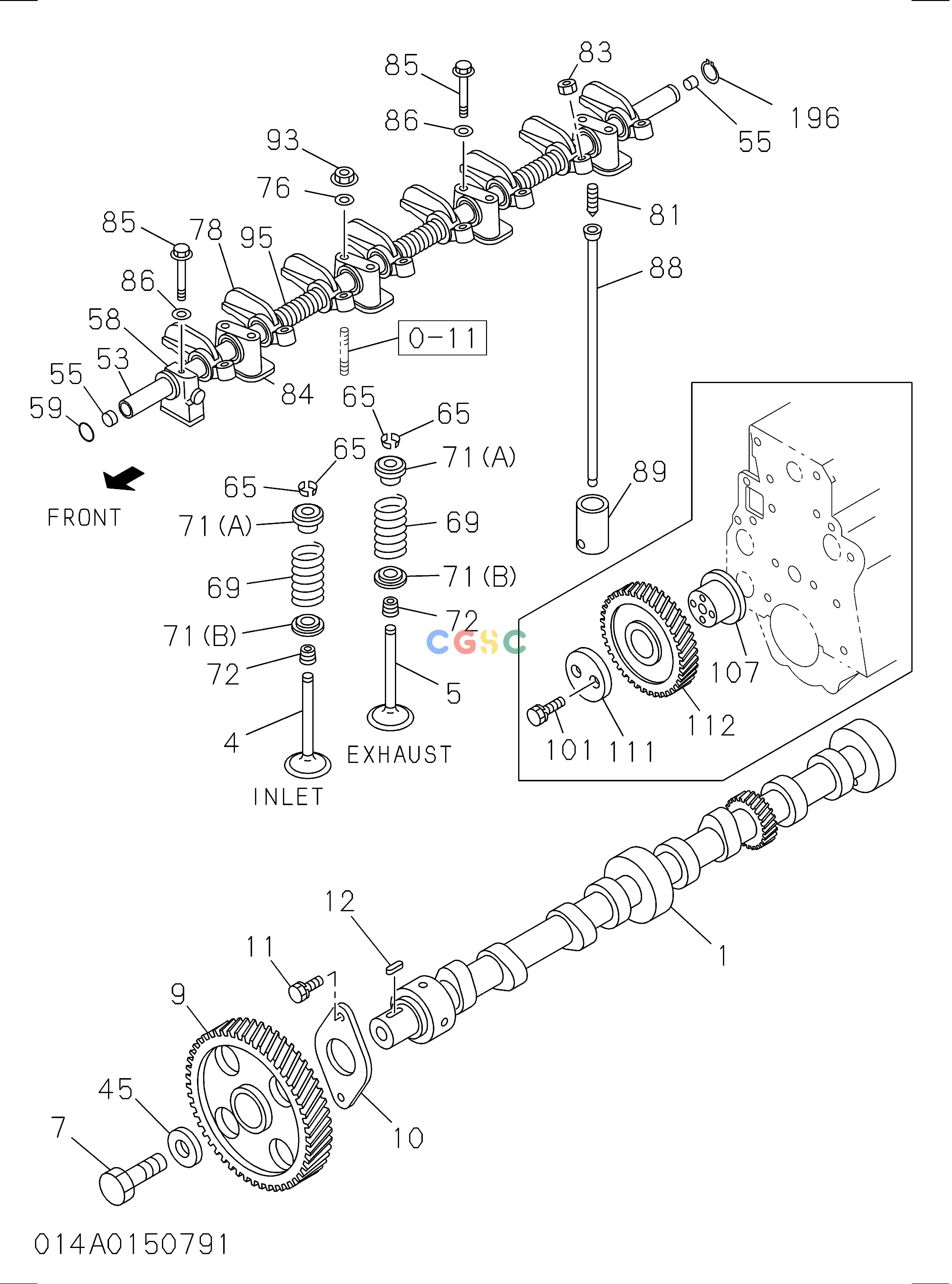 日立零件查询（EX135USR）014: CAMSHAFT AND VALVE Hitachi HOP online