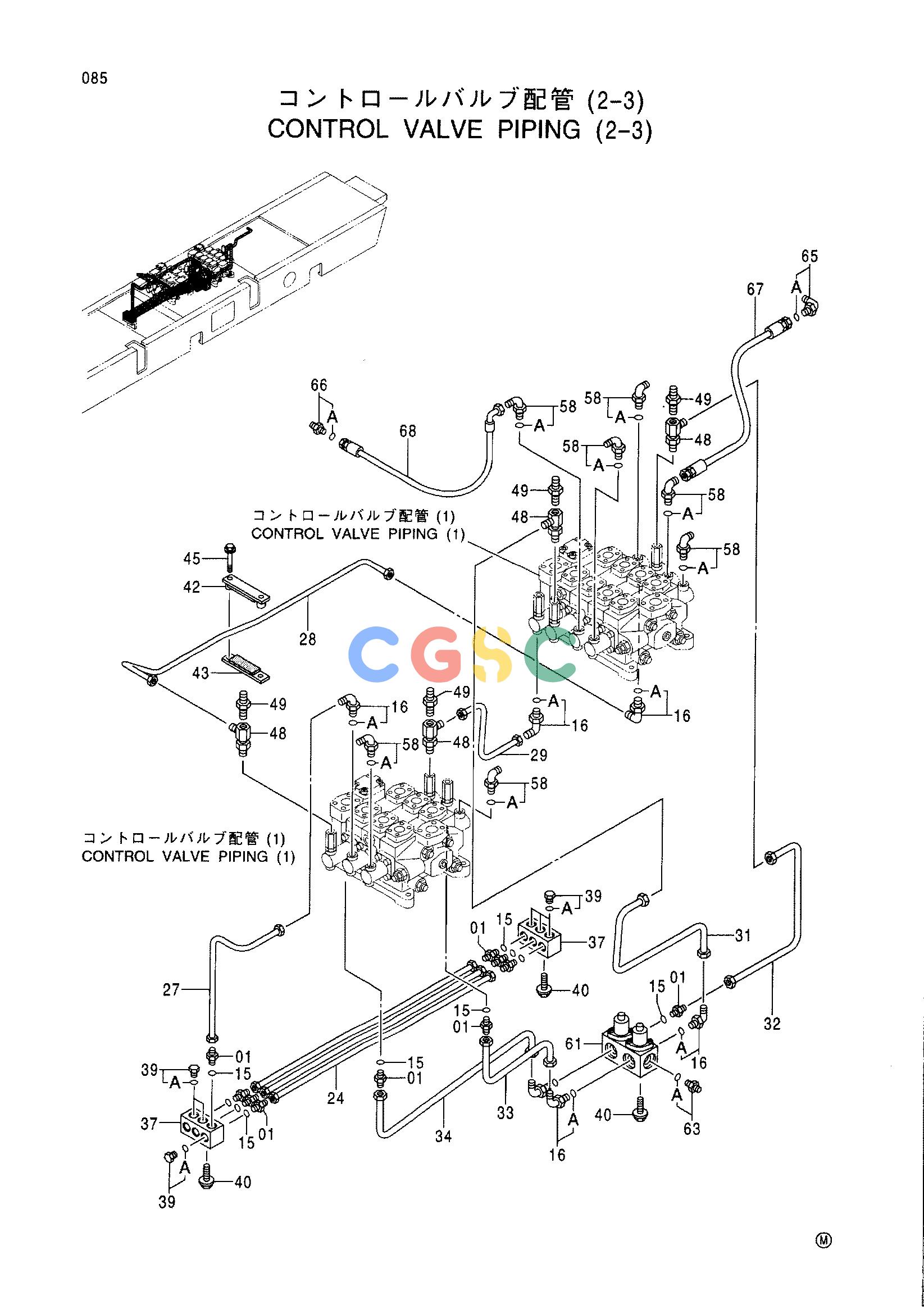日立零件查询（CX1100）CONTROL VALVE PIPING (2-3) Hitachi HOP online