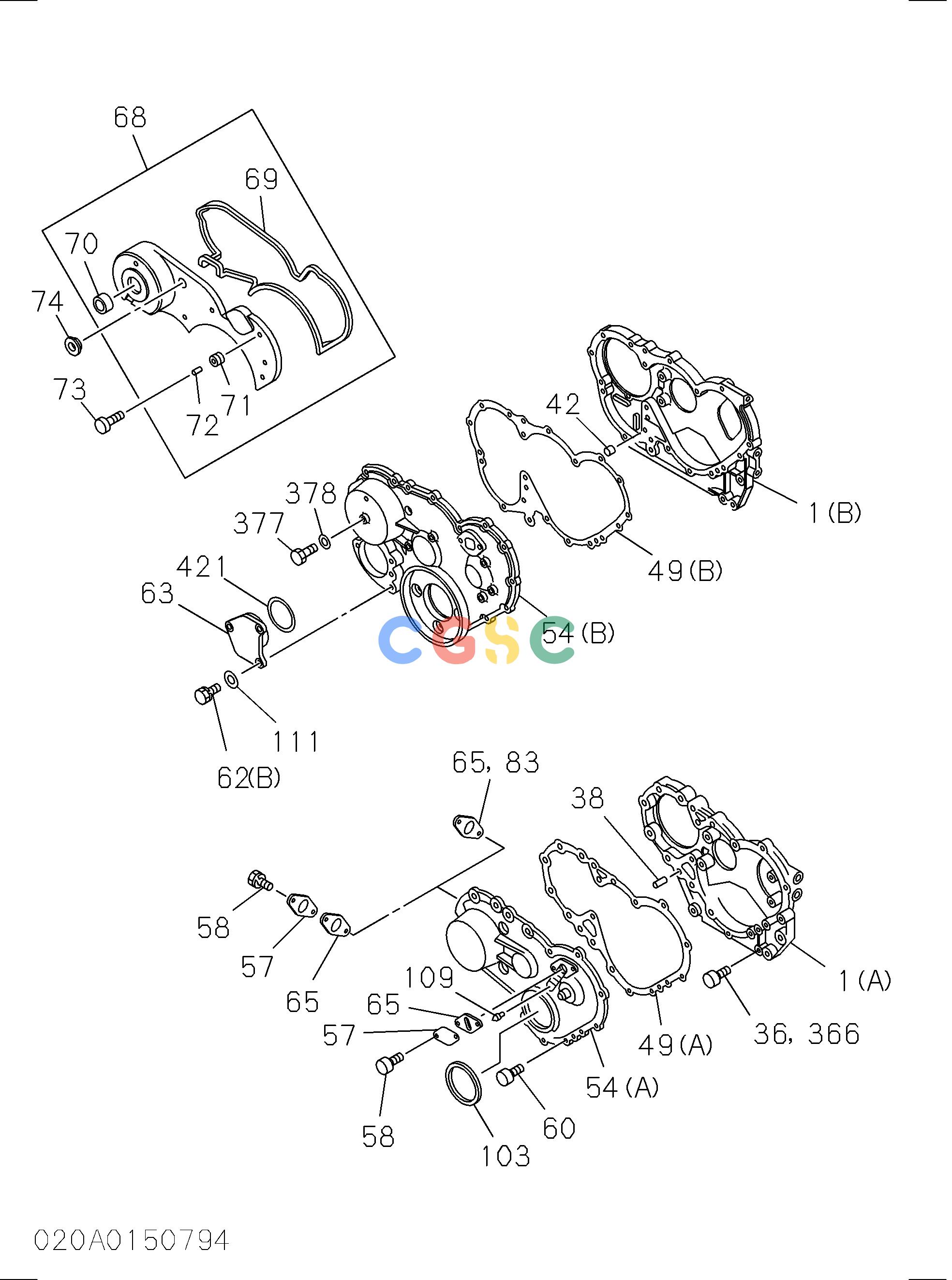 日立零件查询（BX70D）TIMING GEAR CASE AND FLYWHEEL HOUSING Hitachi HOP online