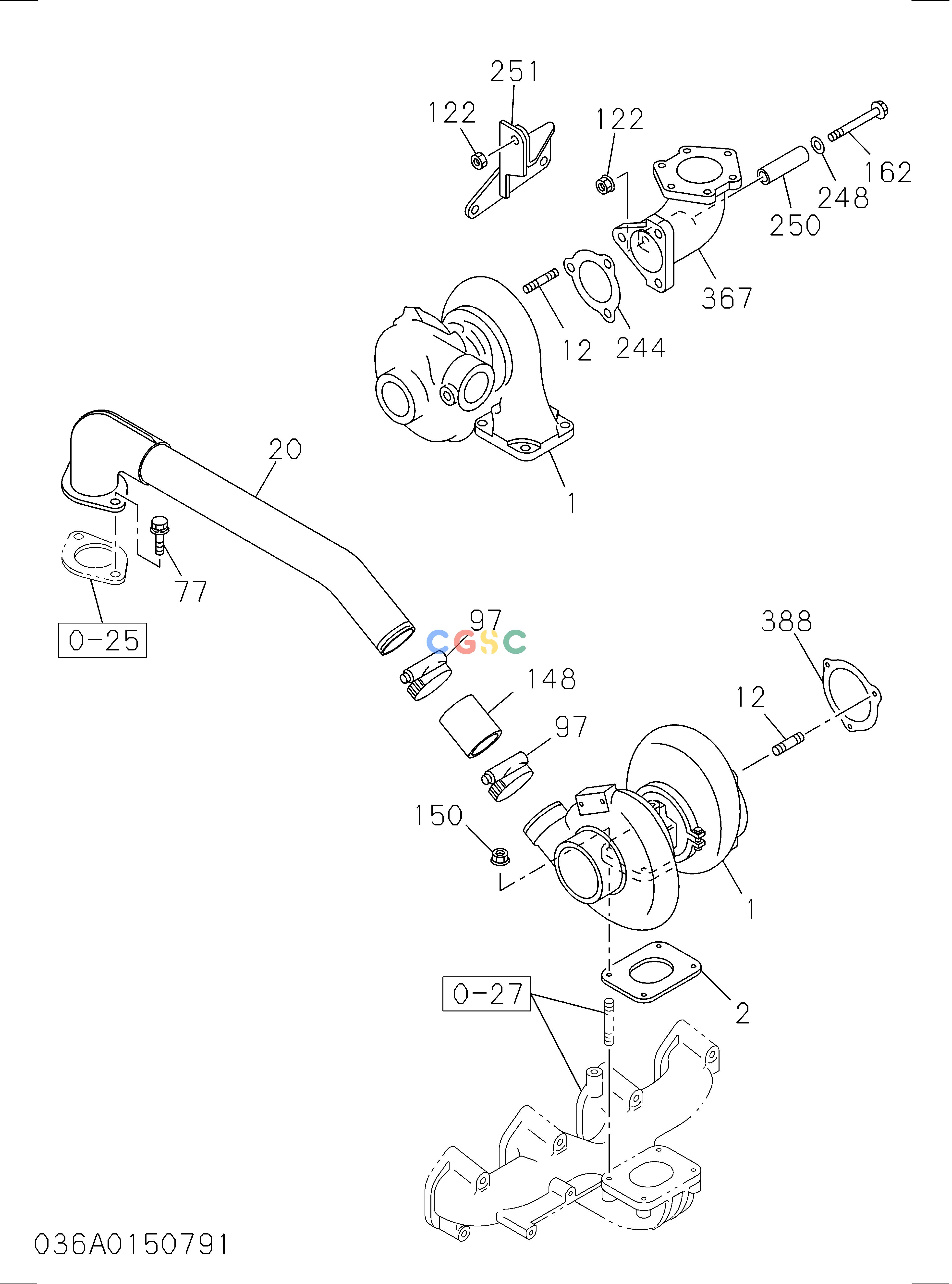 日立零件查询（EX135USR）036: TURBOCHARGER SYSTEM Hitachi HOP online