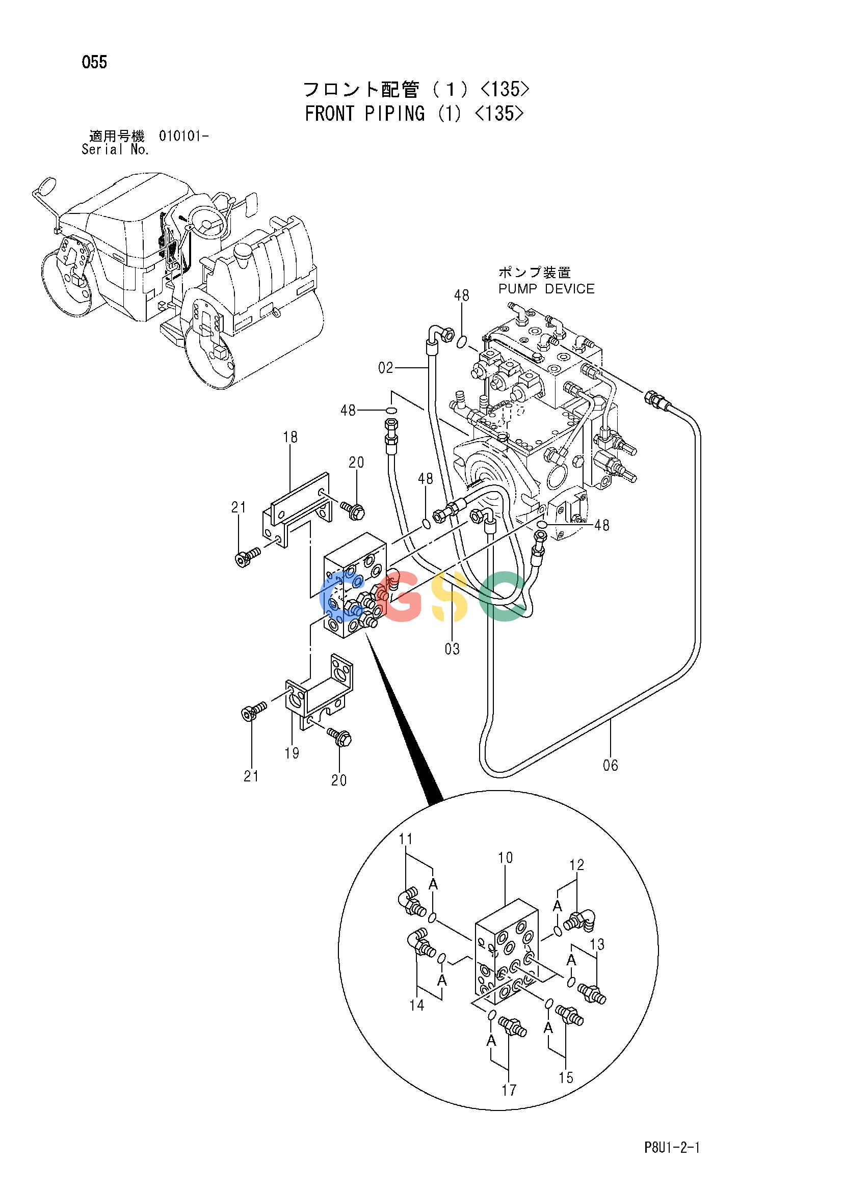 日立零件查询（CC135C）FRONT PIPING (1) <135> Hitachi HOP online