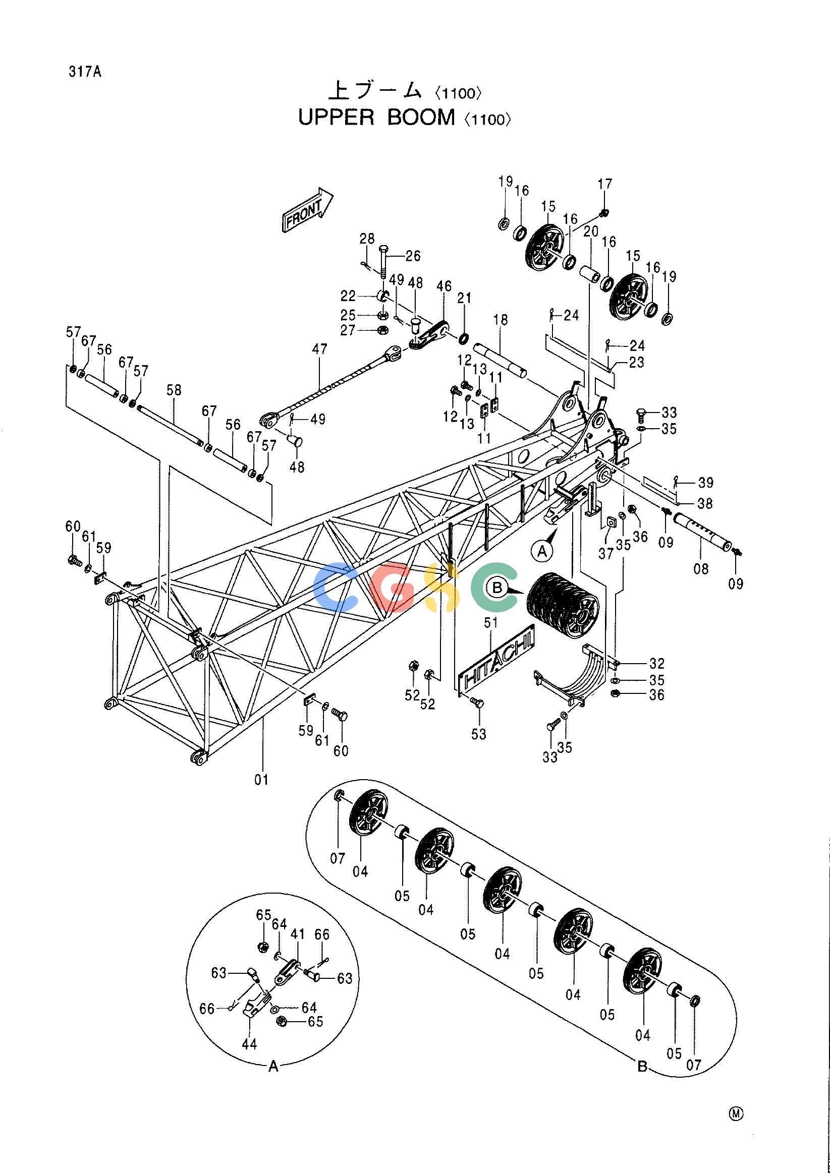 日立零件查询（CX1000）UPPER BOOM <1100> Hitachi HOP online