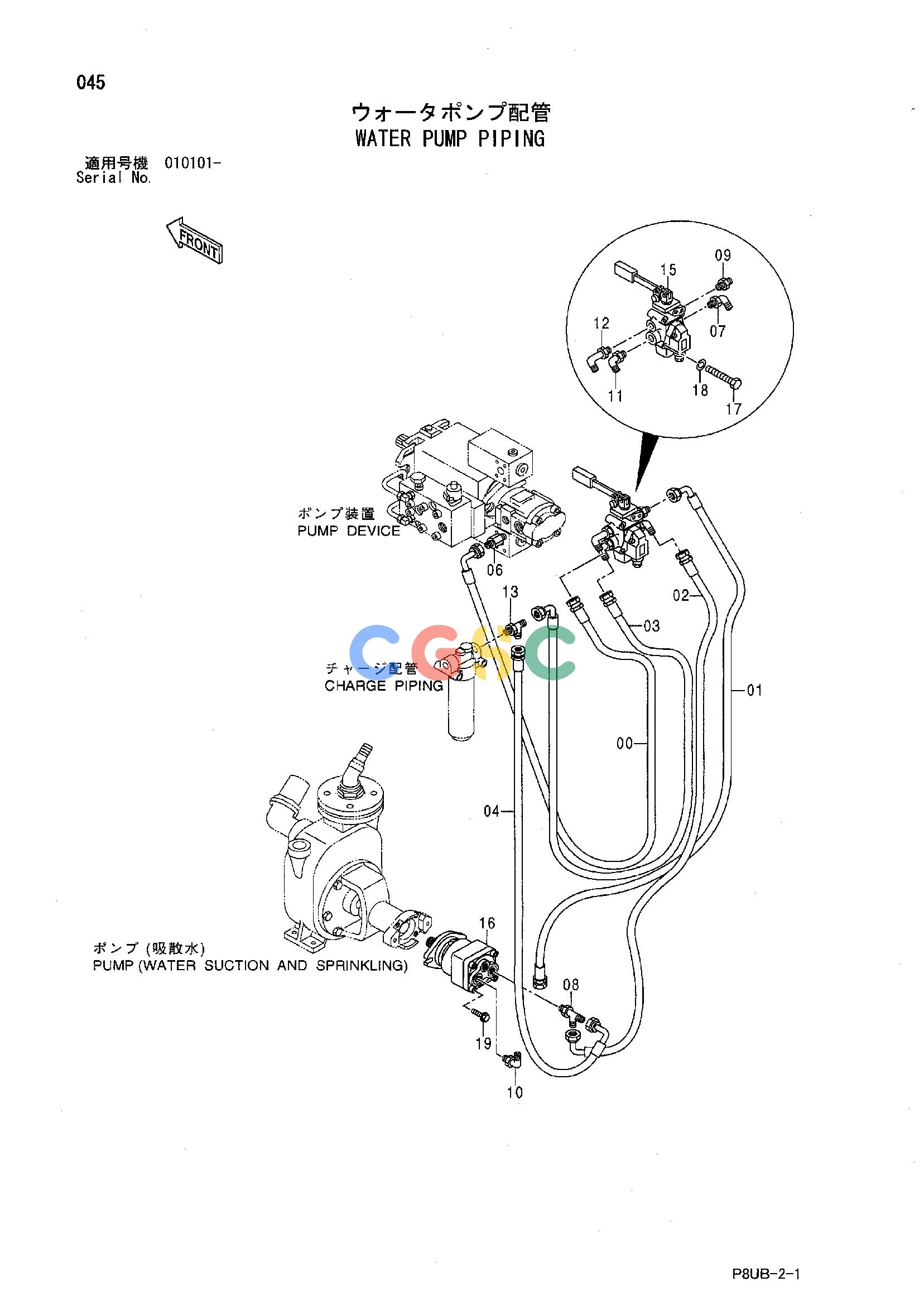 日立零件查询（CP210）WATER PUMP PIPING Hitachi HOP online