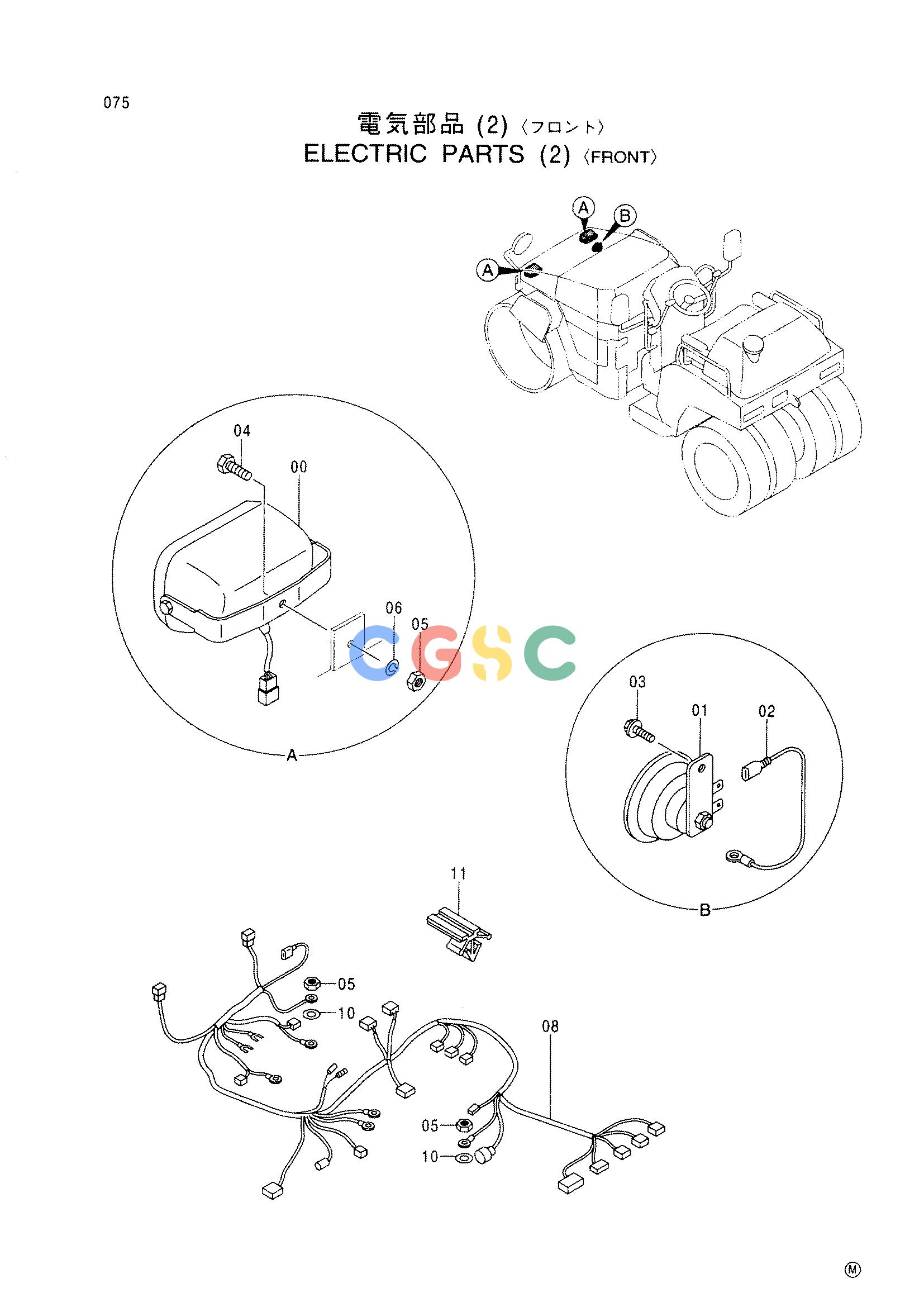 日立零件查询（CC150CW）ELECTRIC PARTS (2) <FRONT> Hitachi HOP online