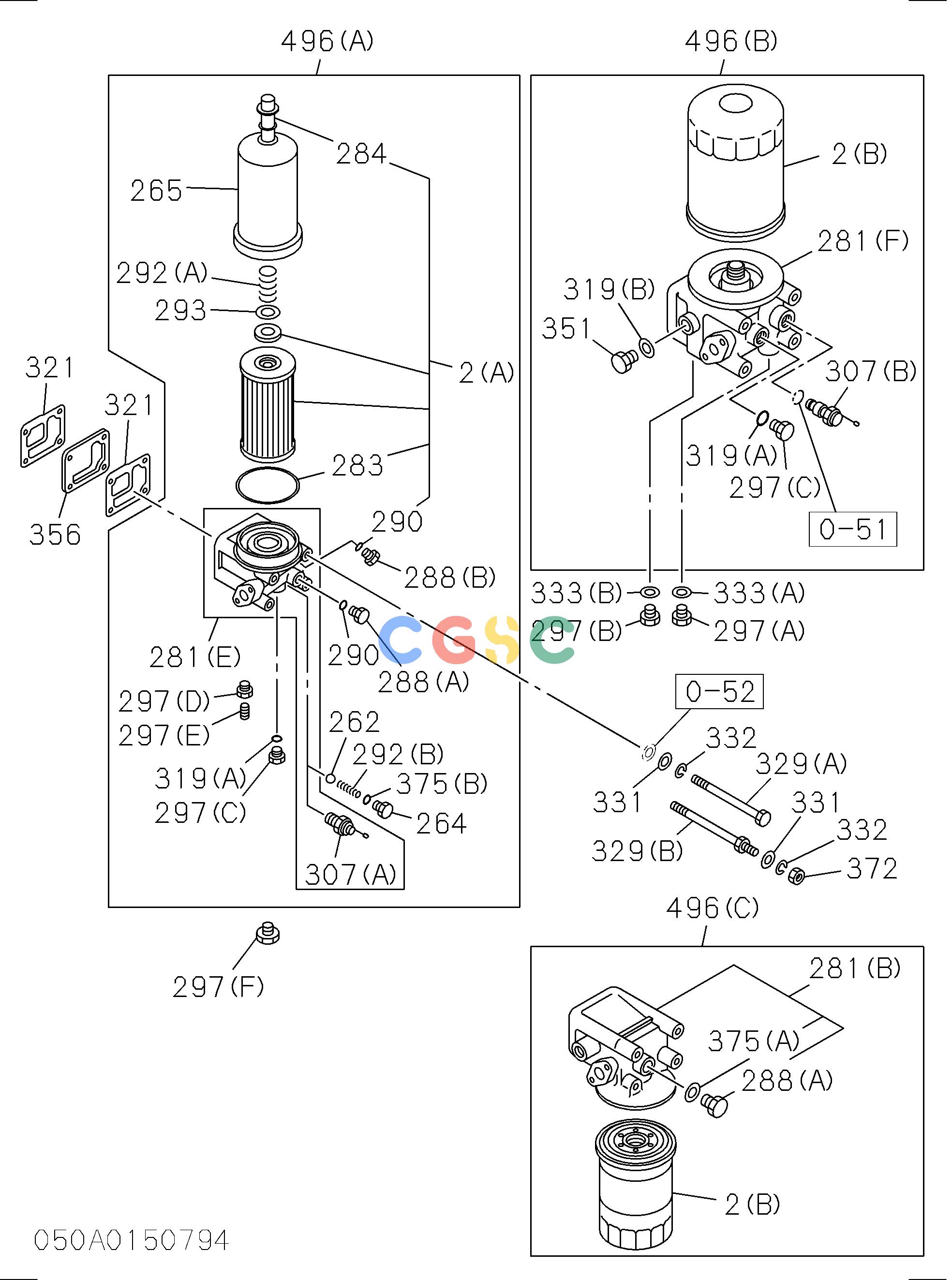日立零件查询（BX70D）OIL COOLER AND OIL FILTER Hitachi HOP online