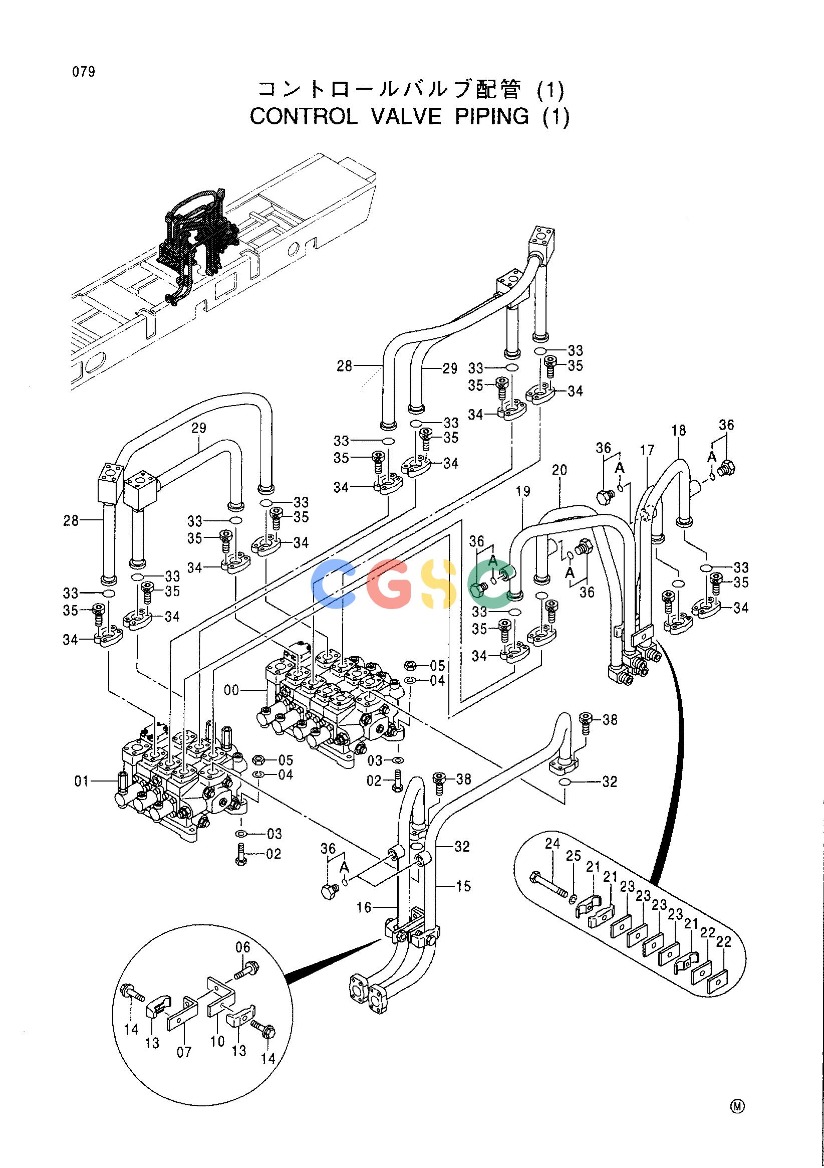 日立零件查询（CX1100）CONTROL VALVE PIPING (1) Hitachi HOP online