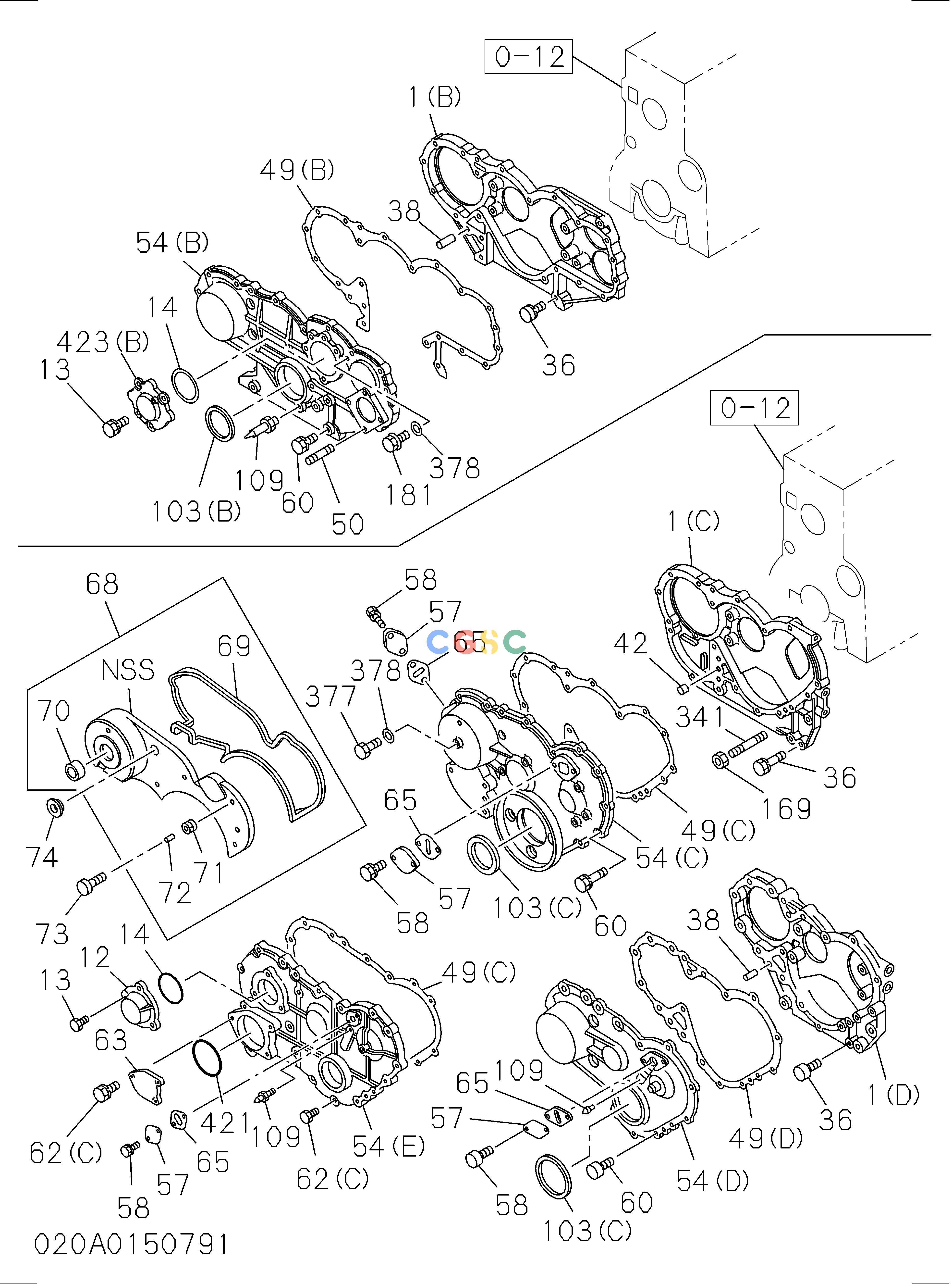 日立零件查询（EX135USR）020: TIMING GEAR CASE AND FLYWHEEL HOUSING Hitachi HOP online