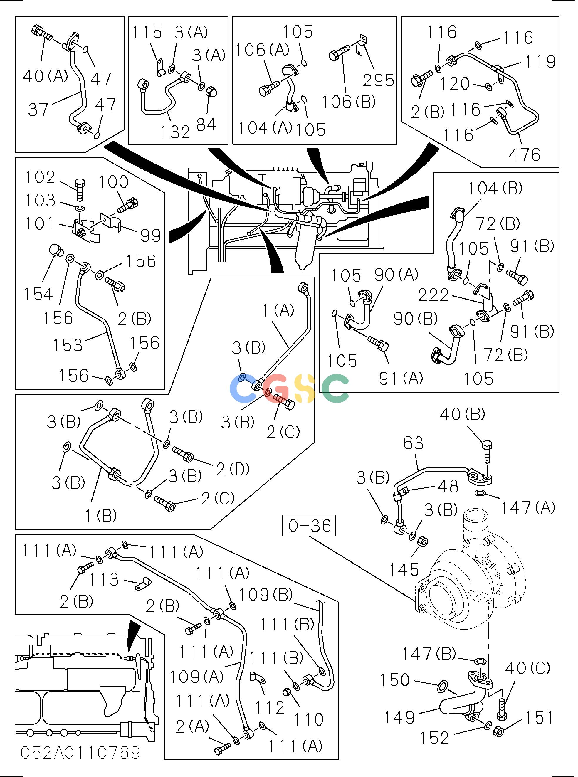 日立零件查询（CX1000-C）OIL AND VACUUM PIPING; ENGINE Hitachi HOP online