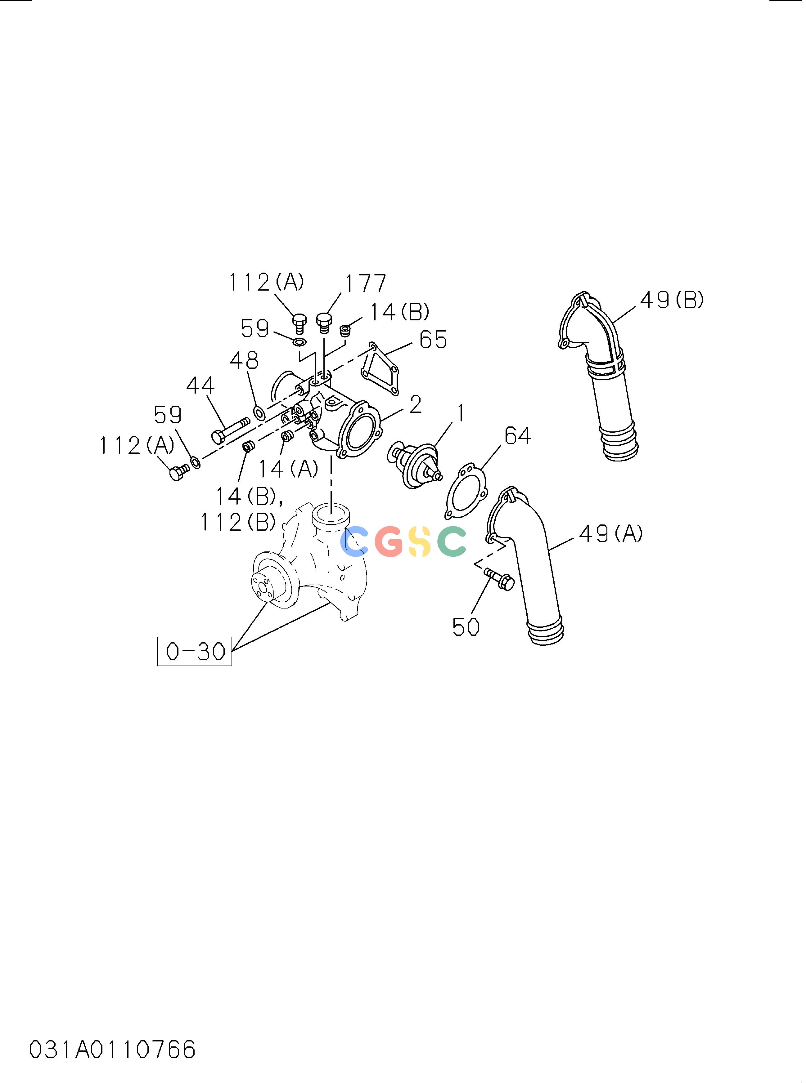 日立零件查询（CD2000）031: THERMOSTAT AND HOUSING Hitachi HOP online
