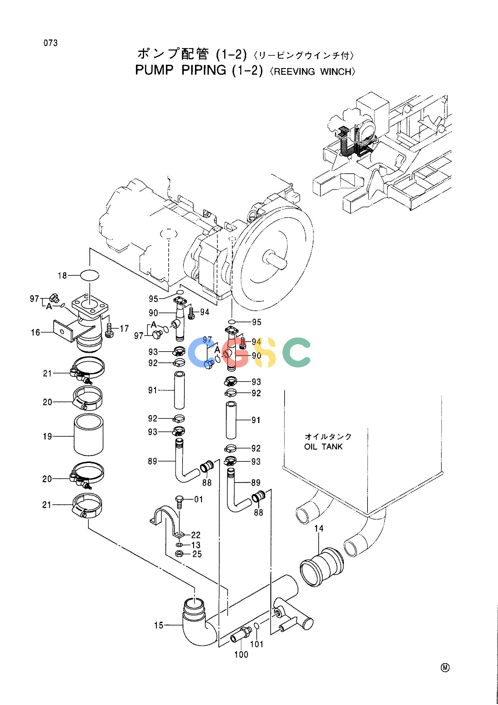 日立零件查询（CX1100）PUMP PIPING (1-2) <REEVING WINCH> Hitachi HOP online