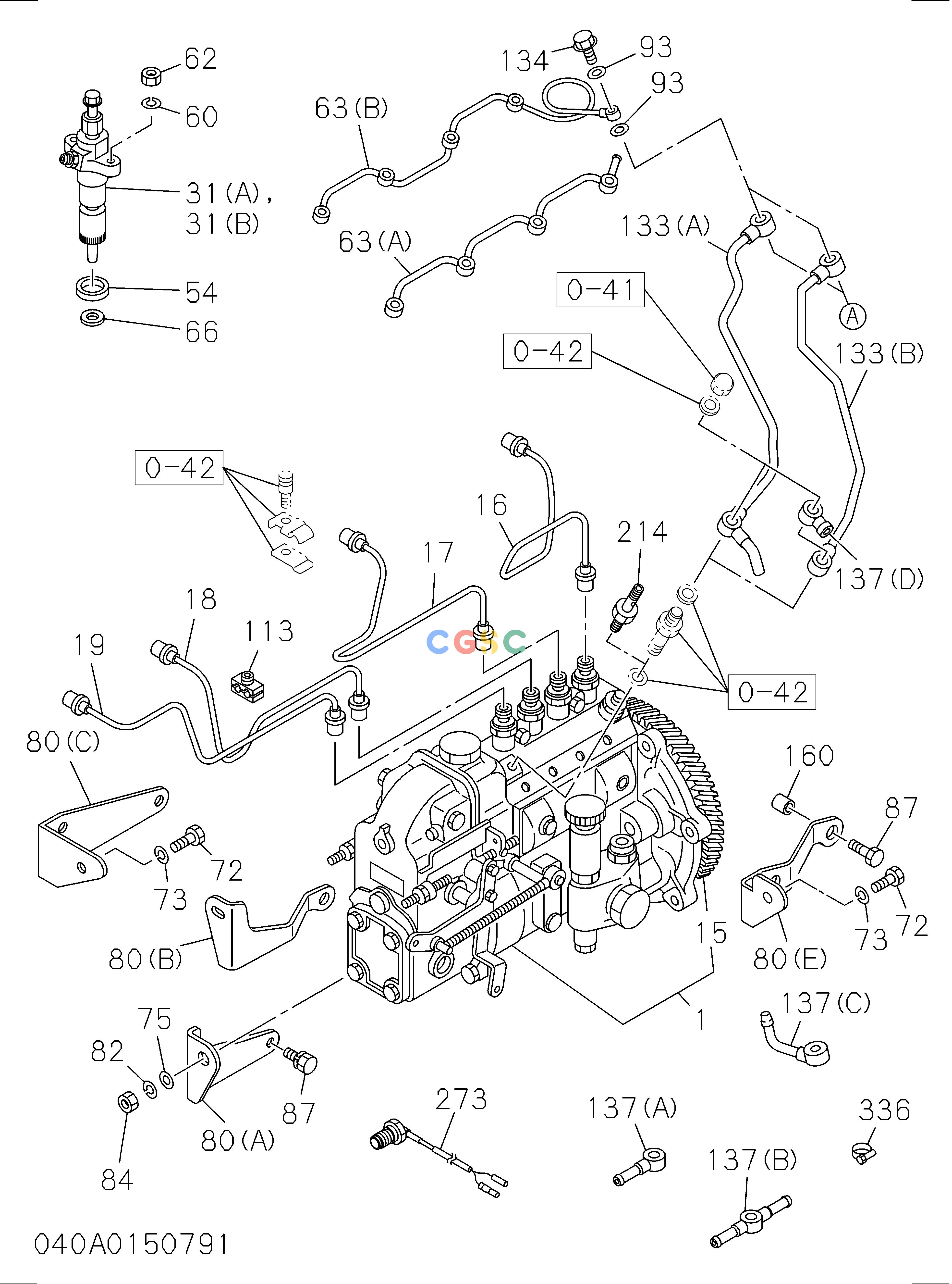 日立零件查询（EX135USR）040: FUEL INJECTION SYSTEM Hitachi HOP online