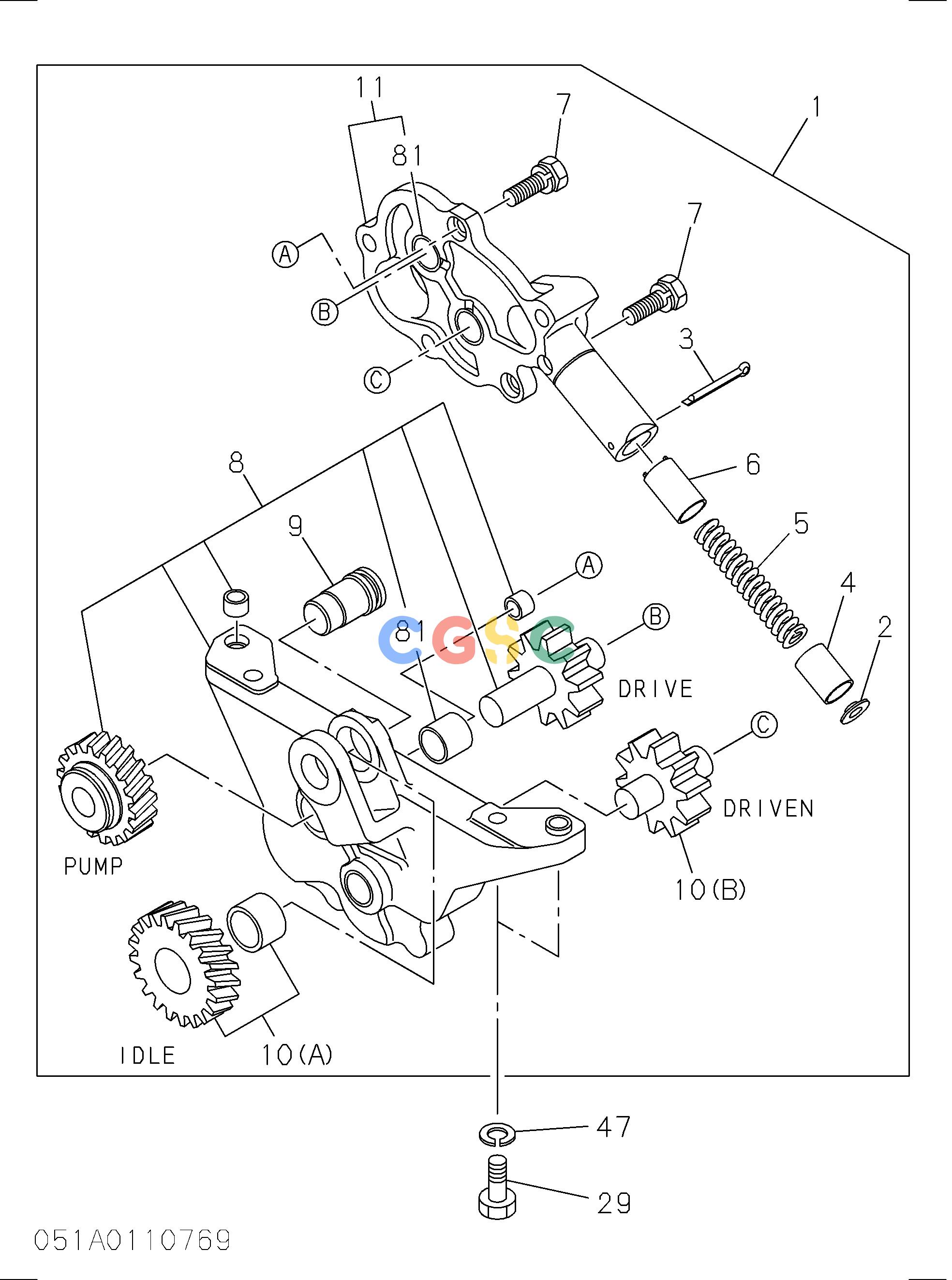 日立零件查询（CX1000-C）OIL PUMP AND OIL STRAINER Hitachi HOP online