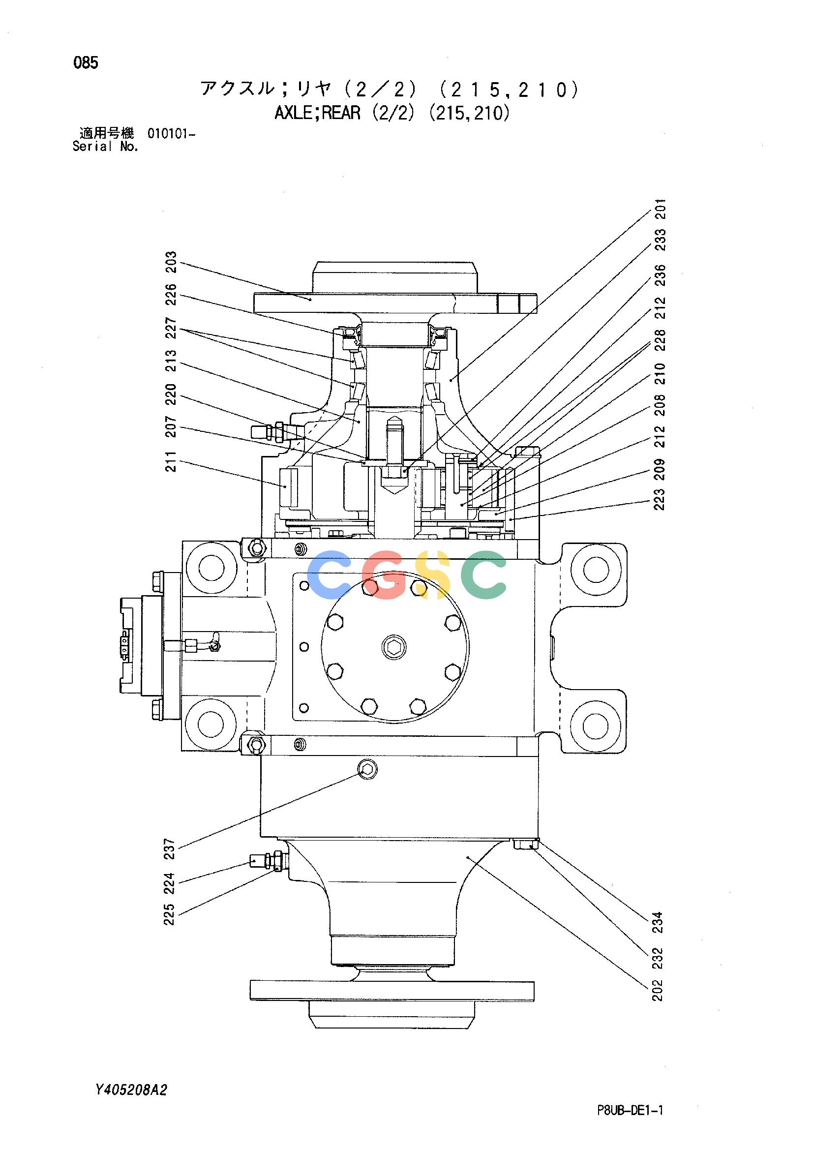 日立零件查询（CP210）AXLE;REAR (2/2) (215,210) Hitachi HOP online