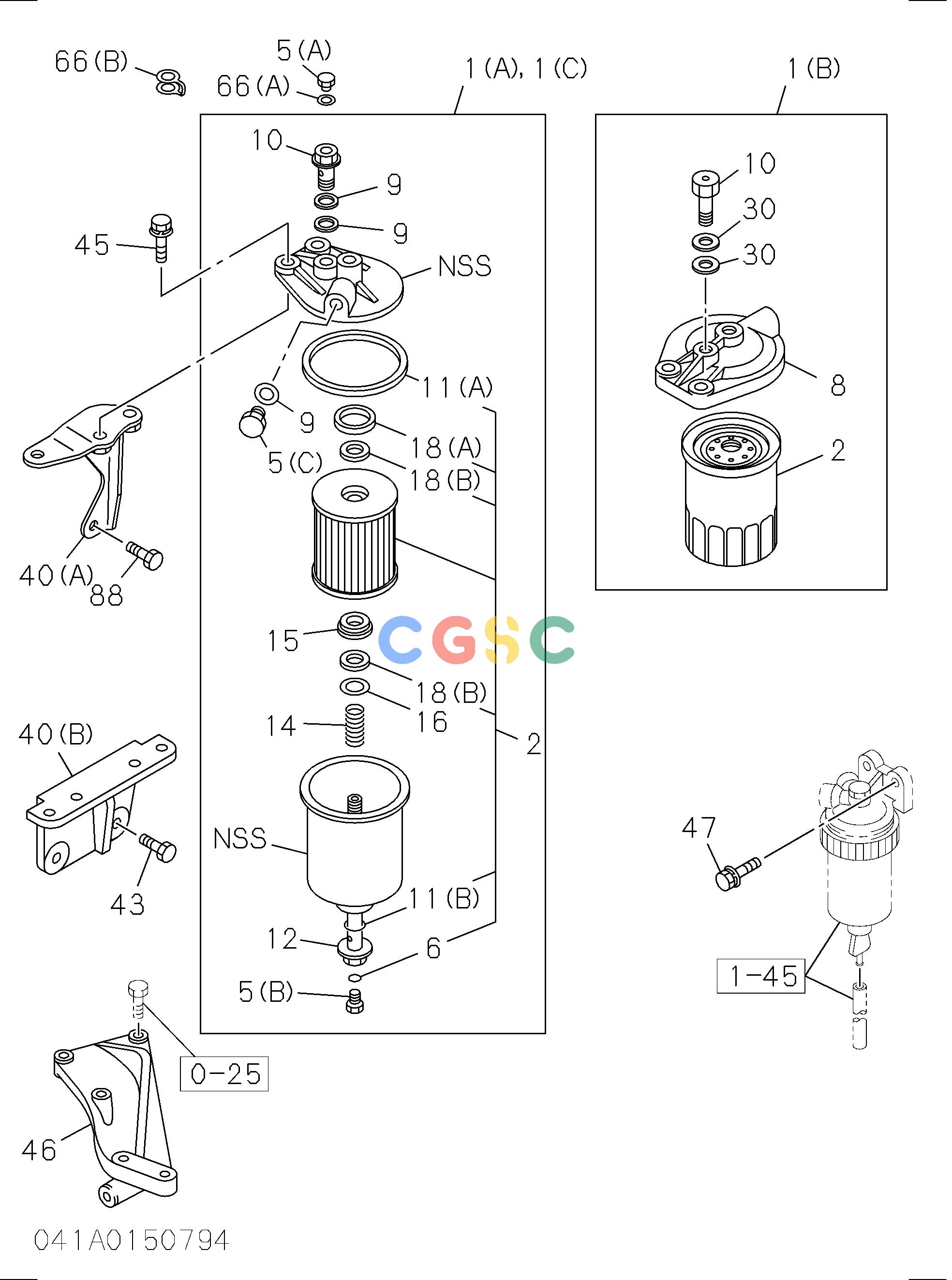 日立零件查询（BX70D）FUEL FILTER AND BRACKET Hitachi HOP online