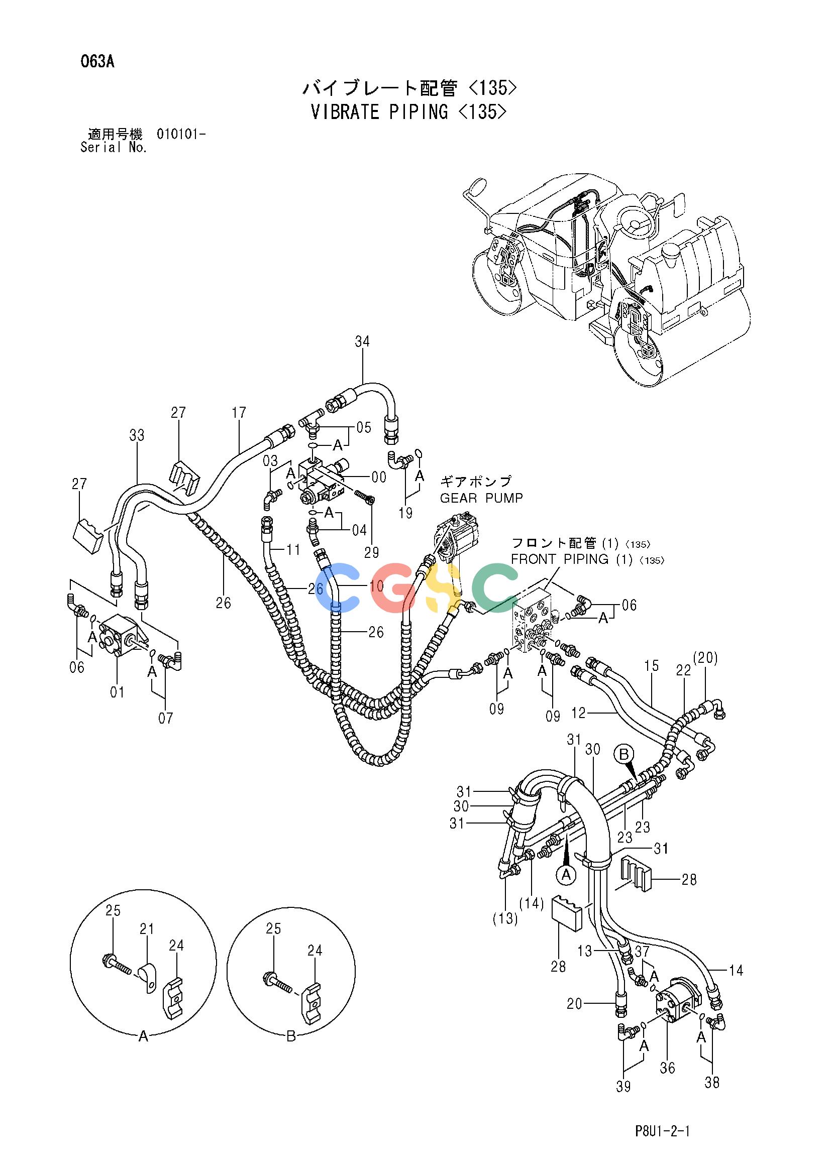 日立零件查询（CC135C）VIBRATE PIPING <135> Hitachi HOP online