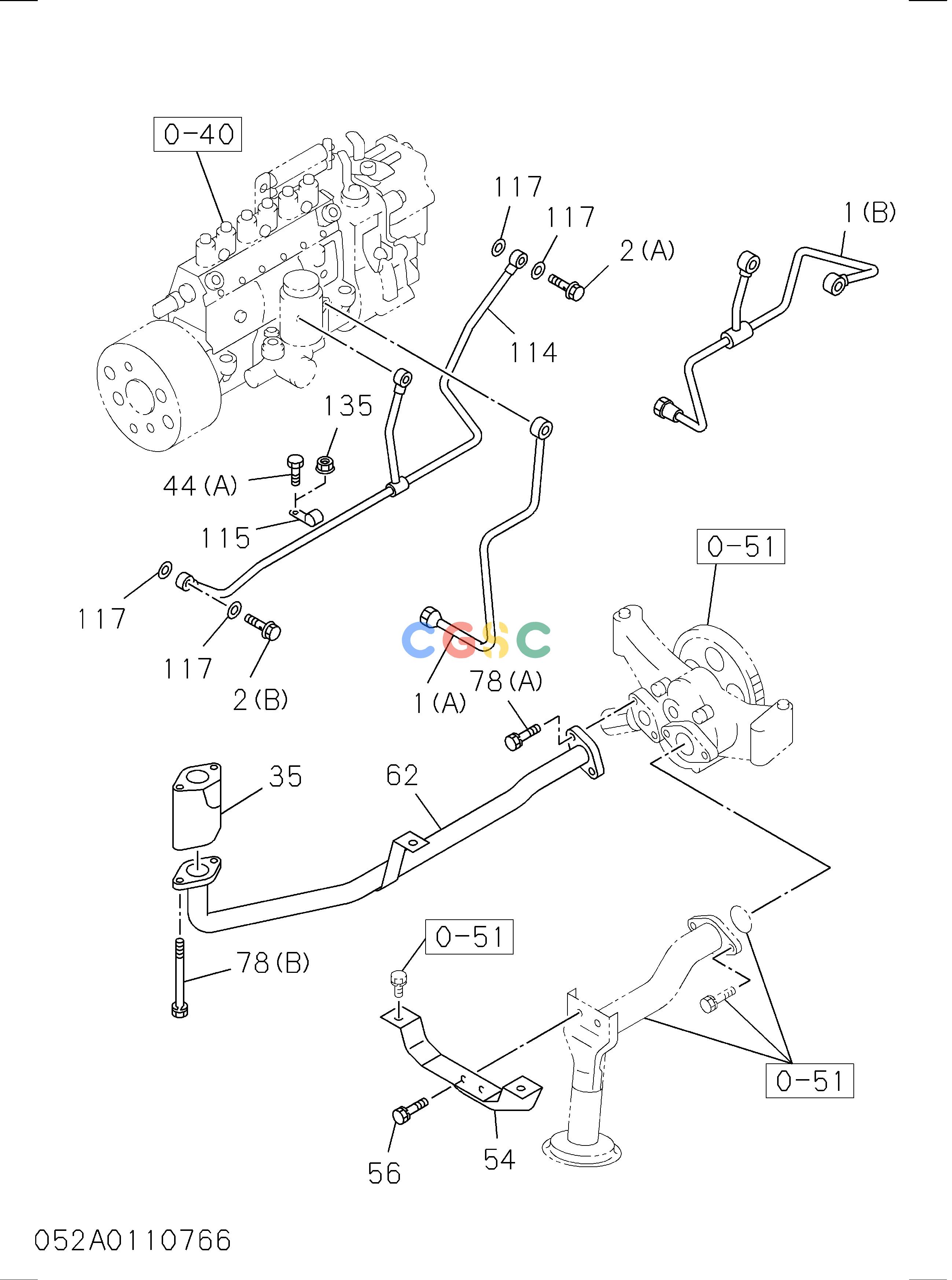 日立零件查询（CD2000）052: OIL AND VACUUM PIPING; ENGINE Hitachi HOP online